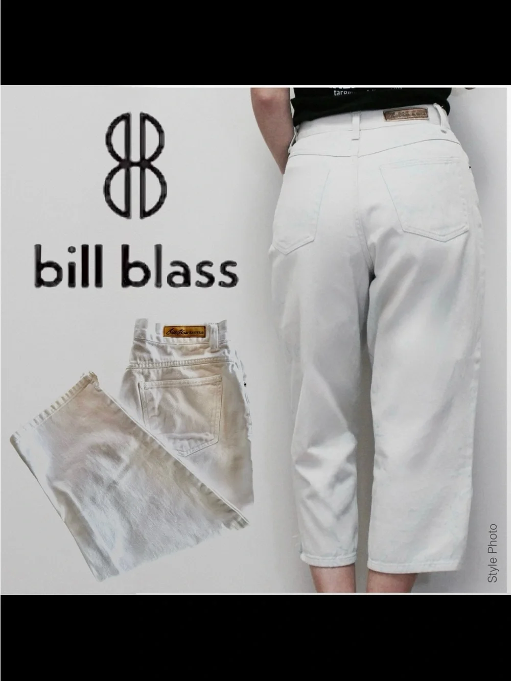 bill blass White Straight-Leg Denim Capris